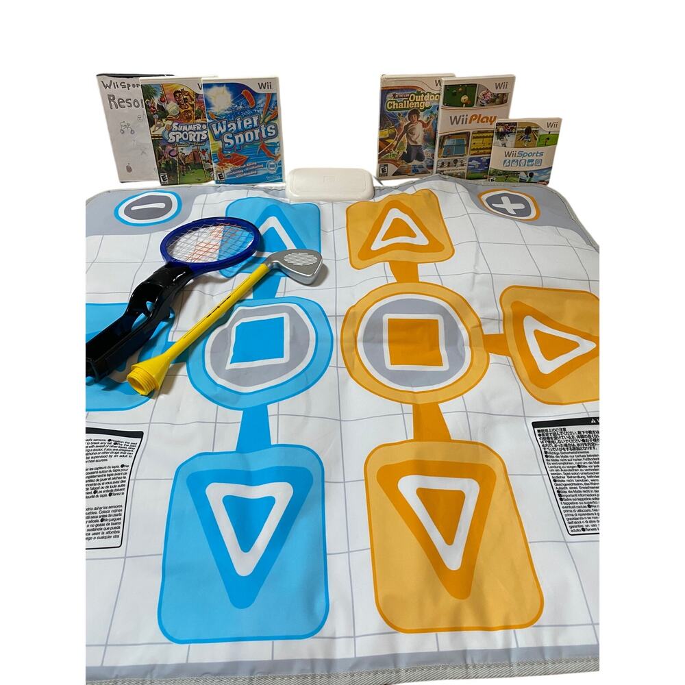 Nintendo Wii Bundle Lot Outdoor Challenge Mat Jeep Thrills Sports Controllers